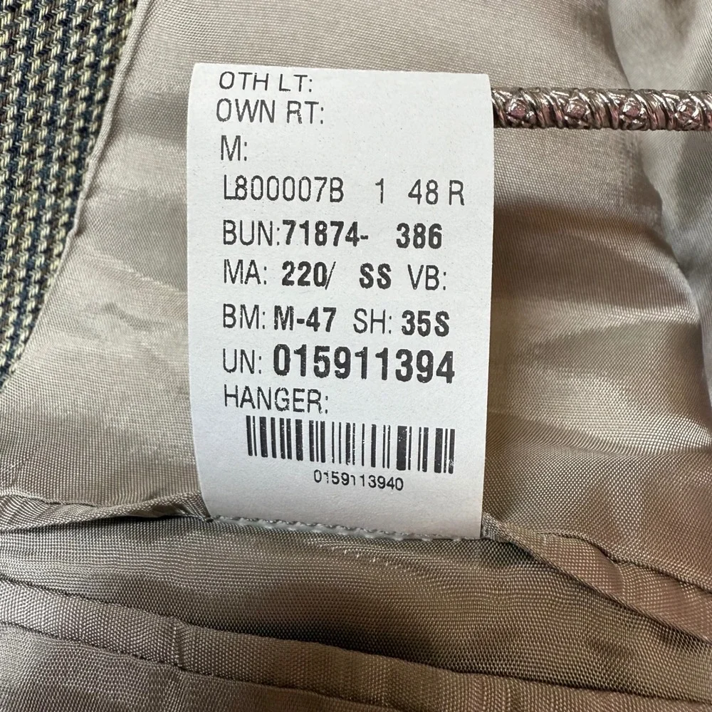 Vtg Lauren Ralph Lauren 100% Wool Houndstooth Sport Coat 48R Tan Made in Canada